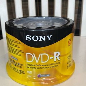 Sony DVD-R 4.7GB 120 Min 16x Blank Disc 50 Pack New Factory Sealed.